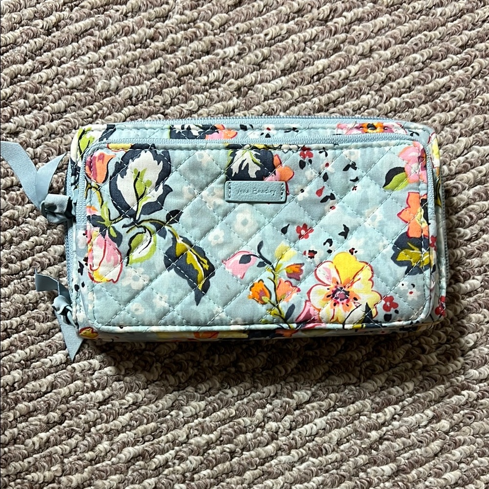 Vera Bradley Quilted Wallet Blue and Pink Floral